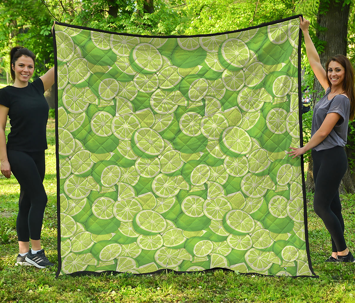 Green Lime Pattern Print Quilt