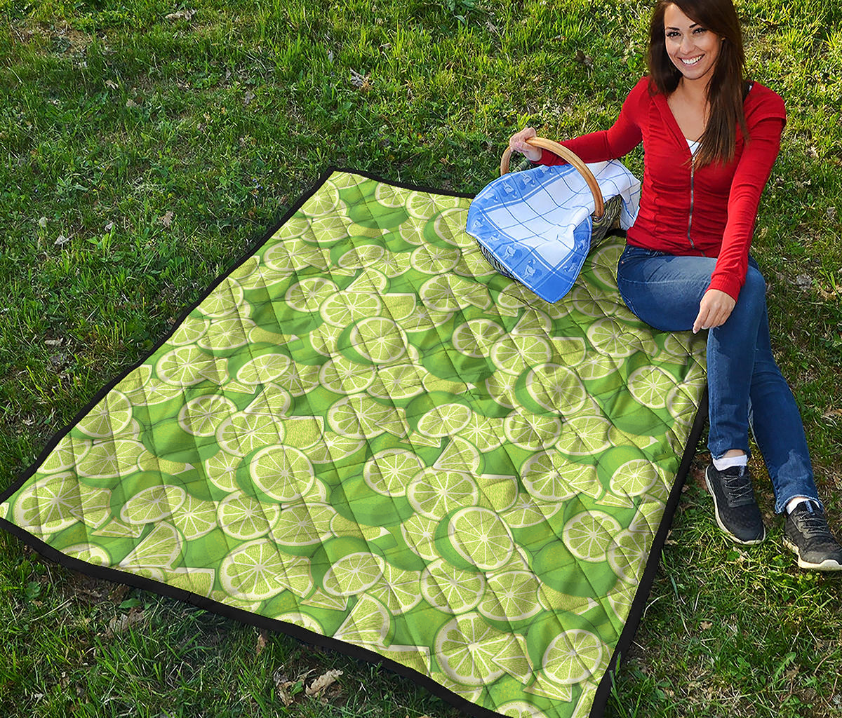 Green Lime Pattern Print Quilt