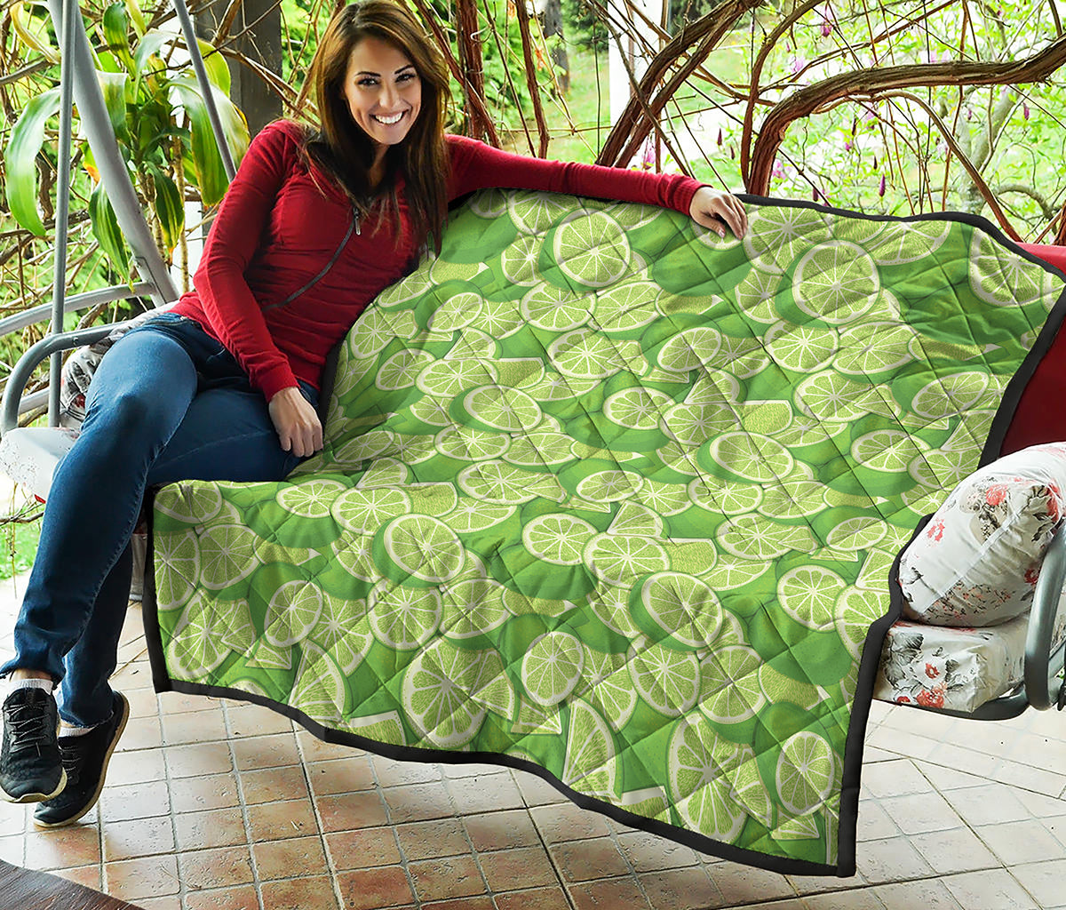 Green Lime Pattern Print Quilt