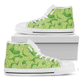 Green Lime Pattern Print White High Top Sneakers