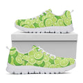 Green Lime Pattern Print White Running Shoes