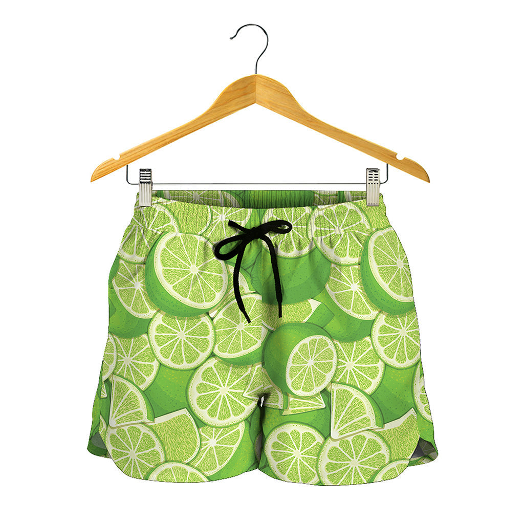 Green Lime Pattern Print Women's Shorts