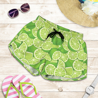 Green Lime Pattern Print Women's Shorts