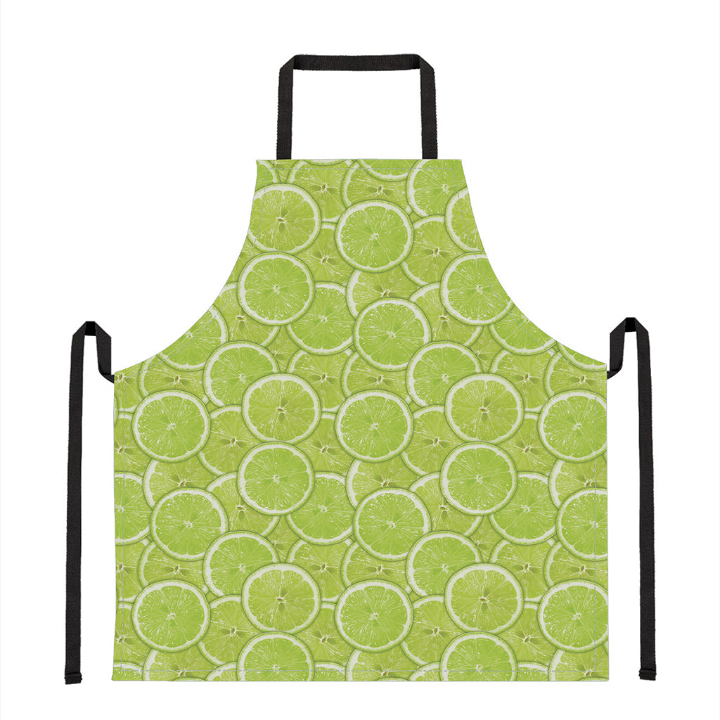Green Lime Slices Pattern Print Apron