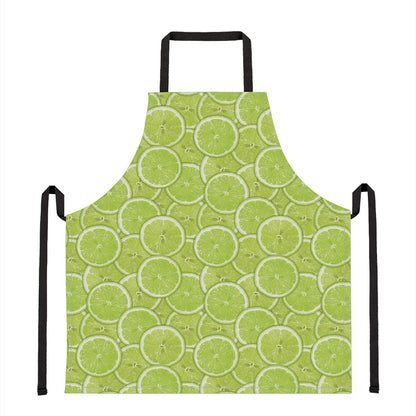 Green Lime Slices Pattern Print Apron