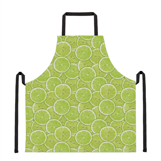 Green Lime Slices Pattern Print Apron