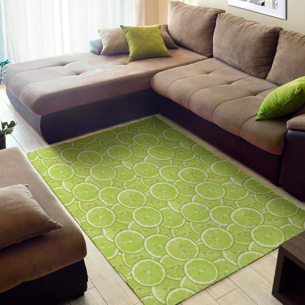 Green Lime Slices Pattern Print Area Rug