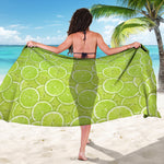 Green Lime Slices Pattern Print Beach Sarong Wrap