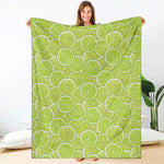 Green Lime Slices Pattern Print Blanket