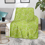 Green Lime Slices Pattern Print Blanket
