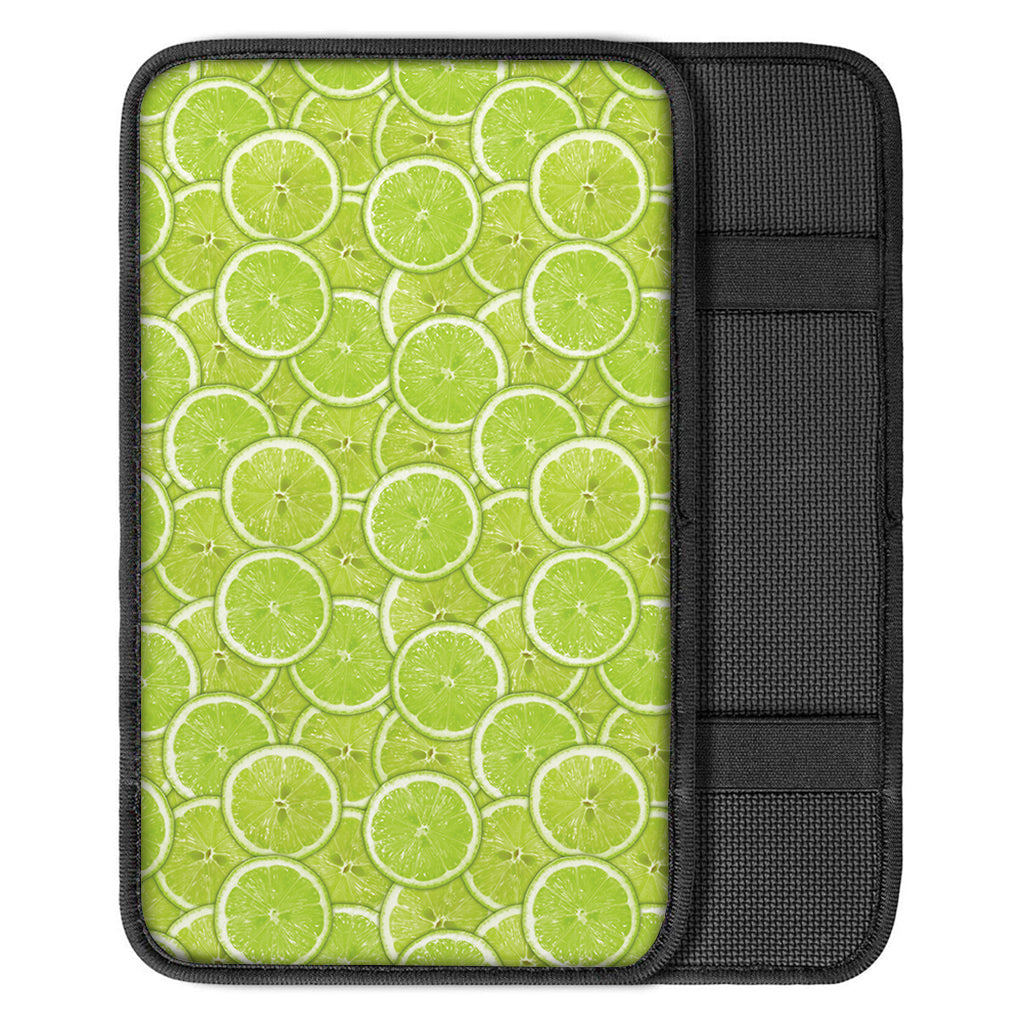 Green Lime Slices Pattern Print Car Center Console Cover