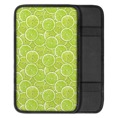 Green Lime Slices Pattern Print Car Center Console Cover