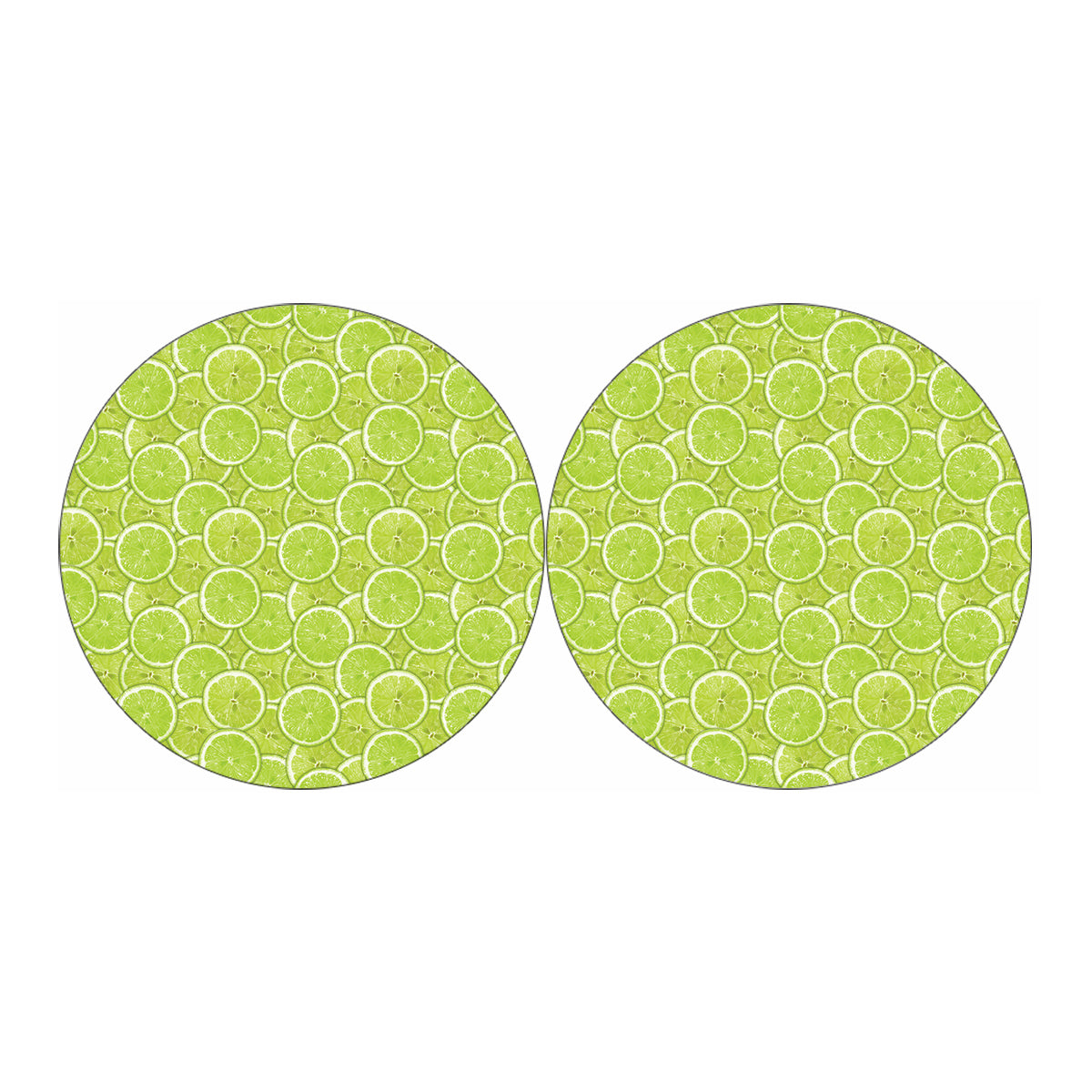 Green Lime Slices Pattern Print Car Coasters