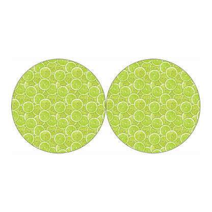 Green Lime Slices Pattern Print Car Coasters
