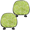 Green Lime Slices Pattern Print Car Headrest Covers