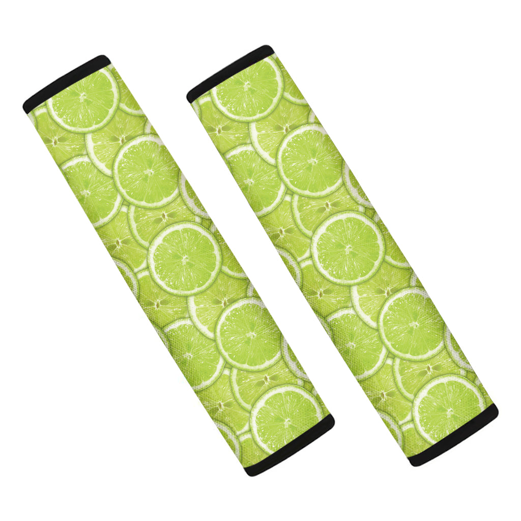 Green Lime Slices Pattern Print Car Seat Belt Covers