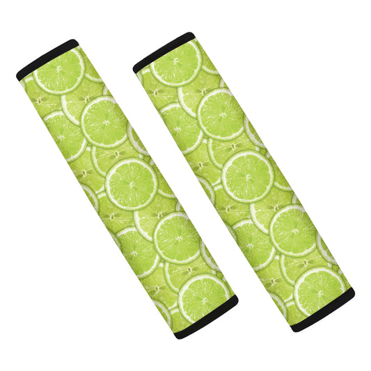 Green Lime Slices Pattern Print Car Seat Belt Covers