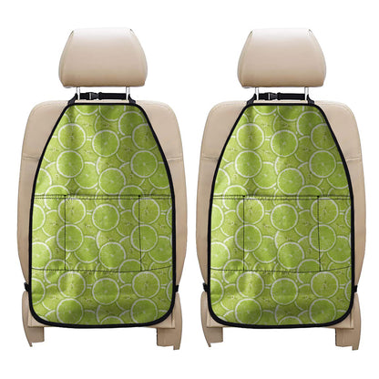 Green Lime Slices Pattern Print Car Seat Organizers