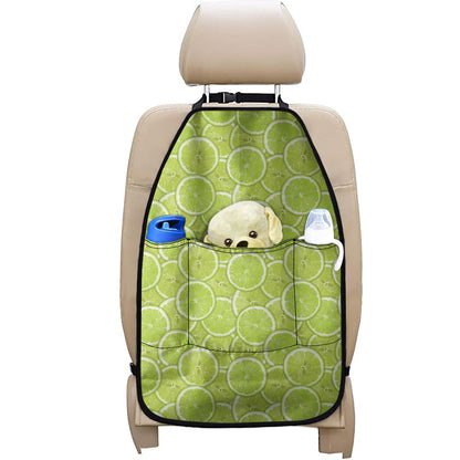 Green Lime Slices Pattern Print Car Seat Organizers