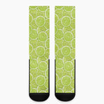 Green Lime Slices Pattern Print Crew Socks