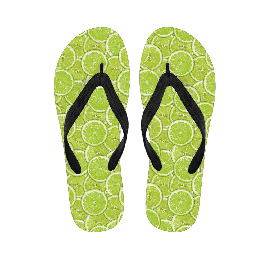 Green Lime Slices Pattern Print Flip Flops