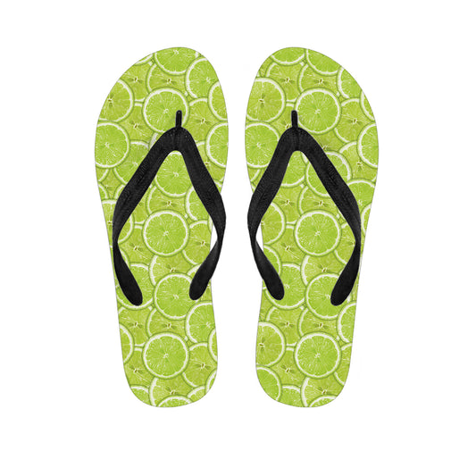 Green Lime Slices Pattern Print Flip Flops