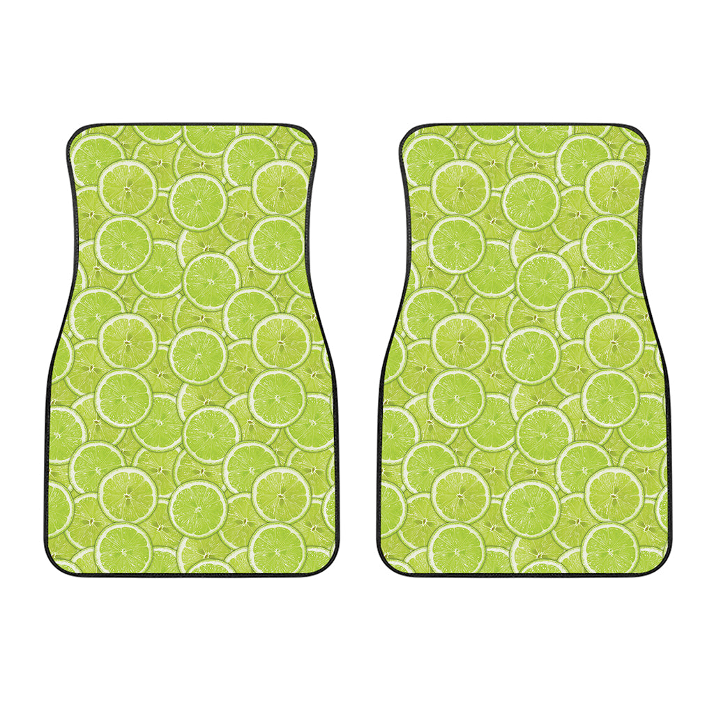 Green Lime Slices Pattern Print Front Car Floor Mats