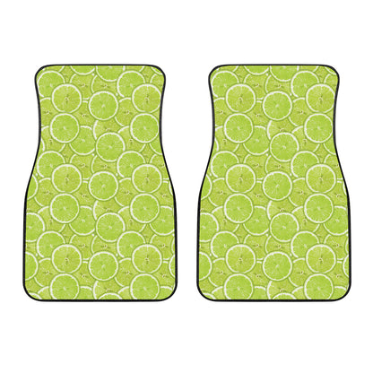 Green Lime Slices Pattern Print Front Car Floor Mats