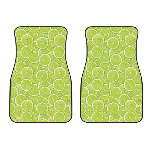 Green Lime Slices Pattern Print Front Car Floor Mats