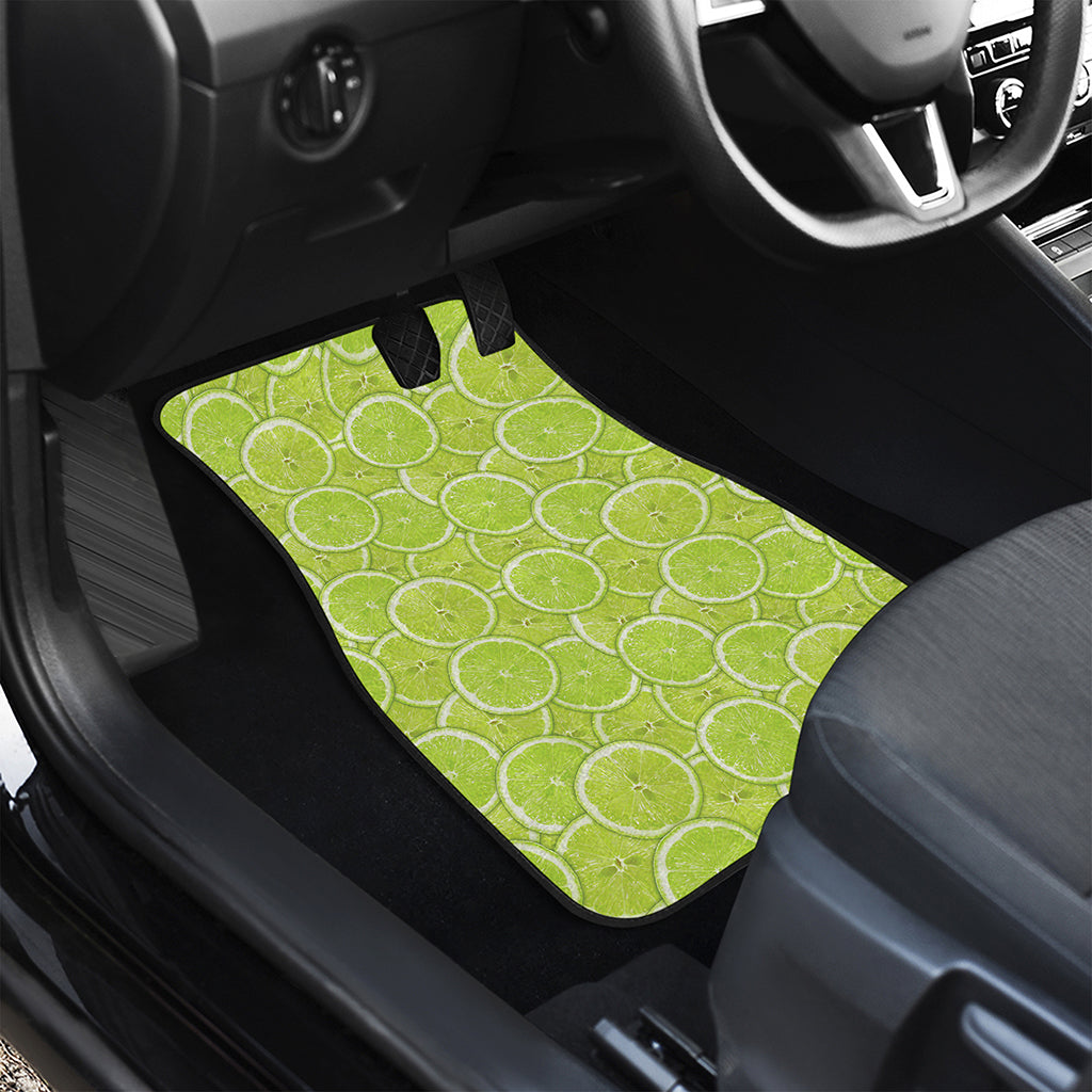 Green Lime Slices Pattern Print Front Car Floor Mats
