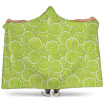 Green Lime Slices Pattern Print Hooded Blanket