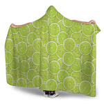 Green Lime Slices Pattern Print Hooded Blanket