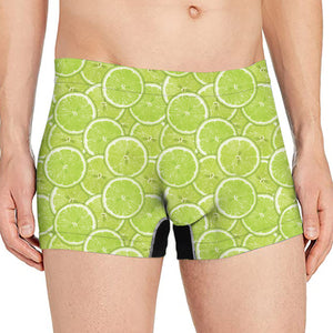 Green Lime Slices Pattern Print Men's Boxer Briefs