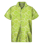 Green Lime Slices Pattern Print Men's Short Sleeve Shirt