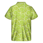 Green Lime Slices Pattern Print Men's Short Sleeve Shirt