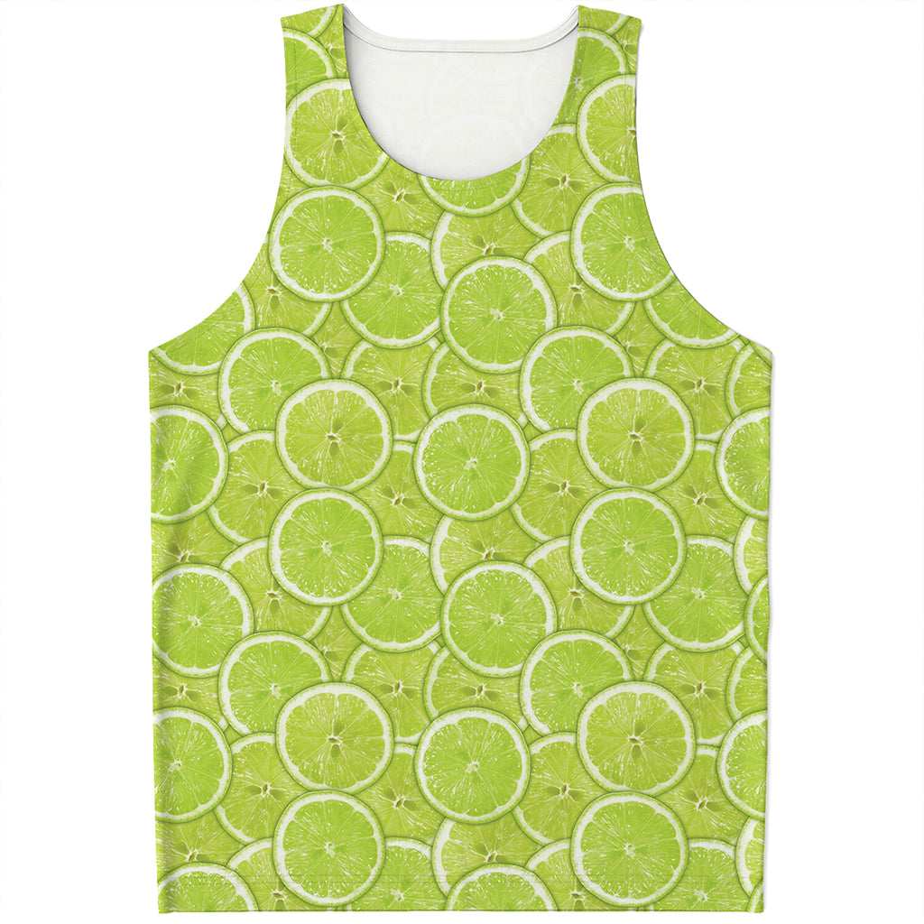 Green Lime Slices Pattern Print Men's Tank Top