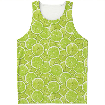 Green Lime Slices Pattern Print Men's Tank Top