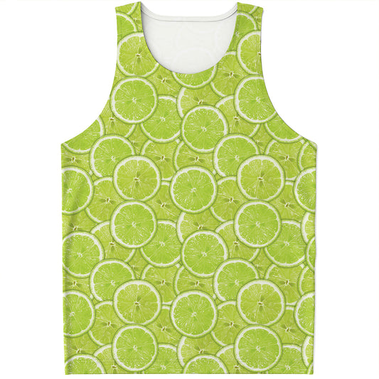 Green Lime Slices Pattern Print Men's Tank Top