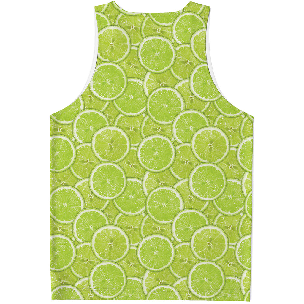 Green Lime Slices Pattern Print Men's Tank Top