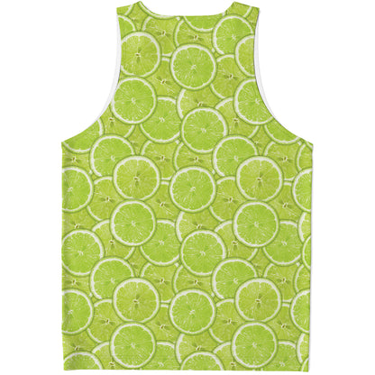 Green Lime Slices Pattern Print Men's Tank Top