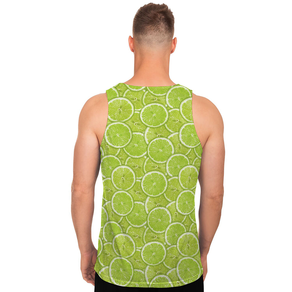 Green Lime Slices Pattern Print Men's Tank Top