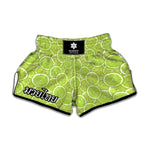 Green Lime Slices Pattern Print Muay Thai Boxing Shorts