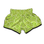 Green Lime Slices Pattern Print Muay Thai Boxing Shorts