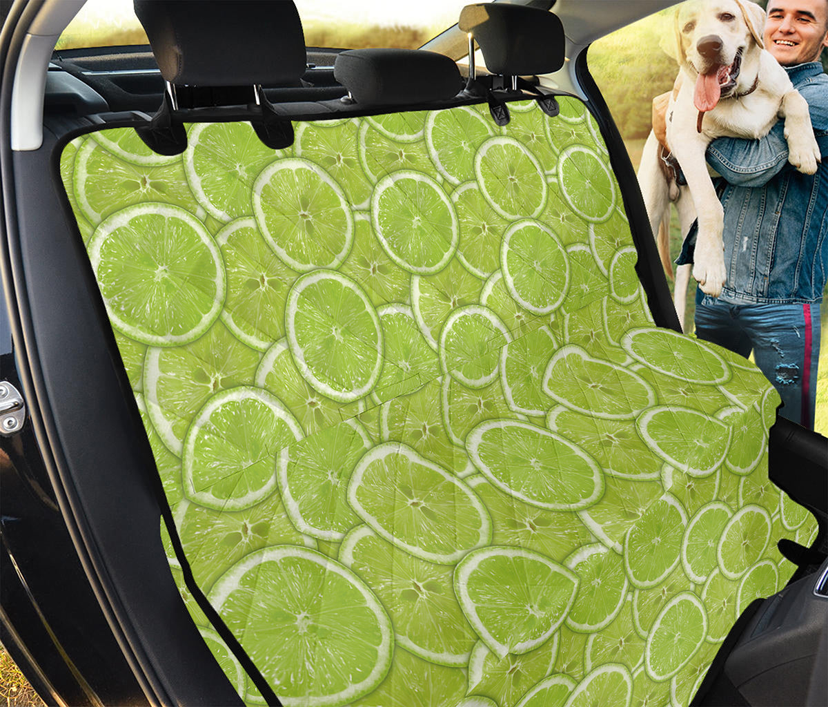 Green Lime Slices Pattern Print Pet Car Back Seat Cover