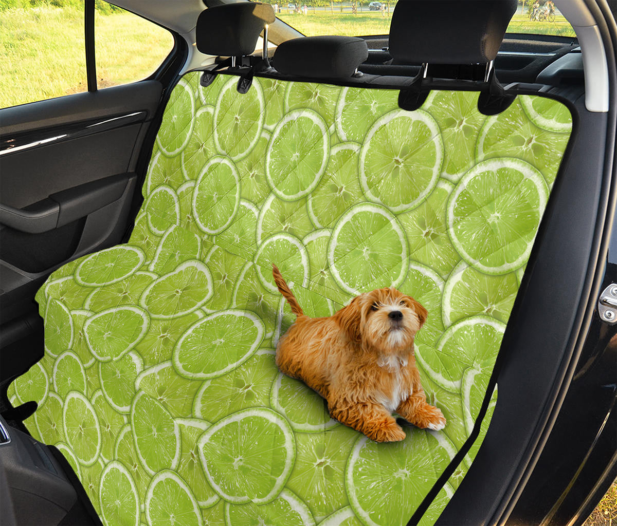 Green Lime Slices Pattern Print Pet Car Back Seat Cover