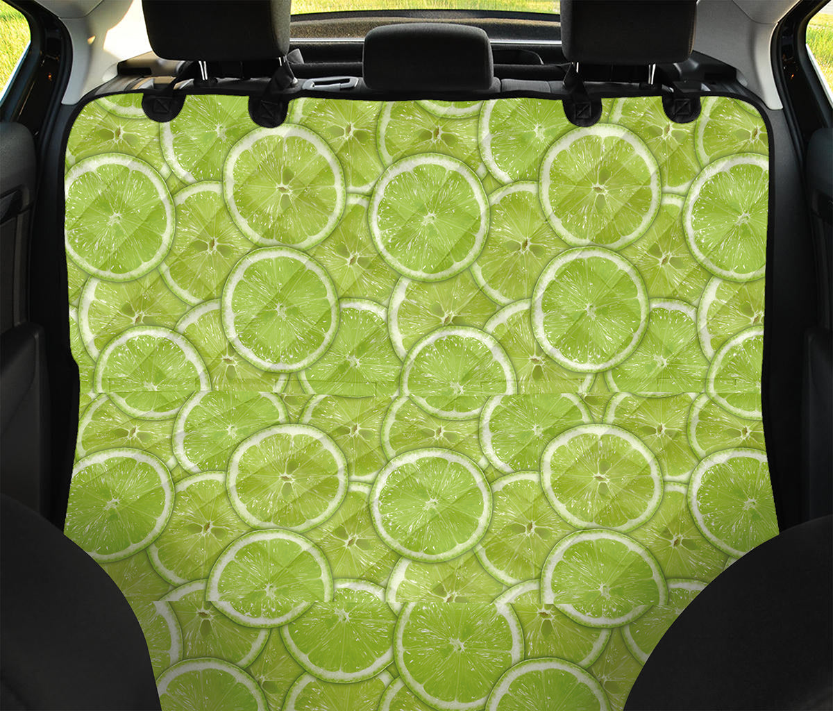 Green Lime Slices Pattern Print Pet Car Back Seat Cover