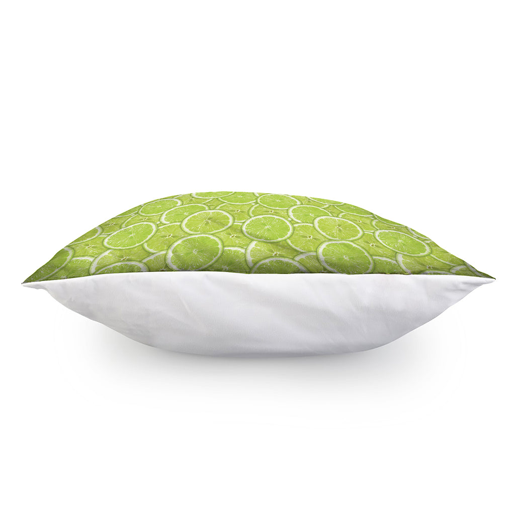 Green Lime Slices Pattern Print Pillow Cover