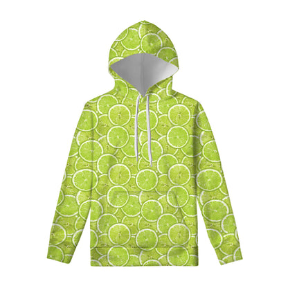 Green Lime Slices Pattern Print Pullover Hoodie