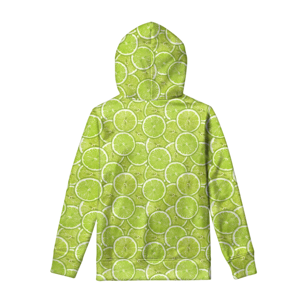 Green Lime Slices Pattern Print Pullover Hoodie