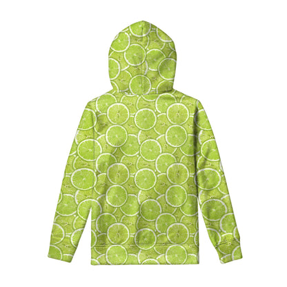 Green Lime Slices Pattern Print Pullover Hoodie